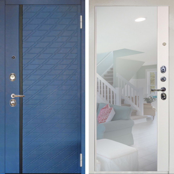 Входная дверь Аргус ЛЮКС 3К Снежно-белый Тори Синий софт + Магнум Софт милк