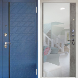 Входная дверь Аргус ЛЮКС 3К Снежно-белый Тори Синий софт + Магнум Светлый бетон