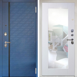 Входная дверь Аргус ЛЮКС 3К Снежно-белый Тори Синий софт + Милли Роял вуд белый