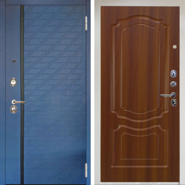 Входная дверь Аргус ЛЮКС 3К Снежно-белый Тори Синий софт + Мишель Дуб рустикальный