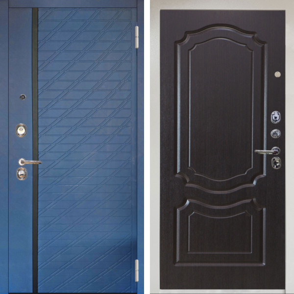 Входная дверь Аргус ЛЮКС 3К Снежно-белый Тори Синий софт + Мишель Венге