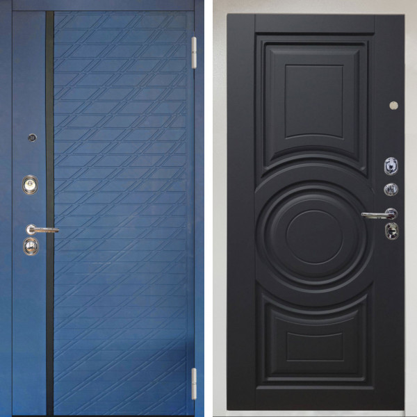Входная дверь Аргус ЛЮКС 3К Снежно-белый Тори Синий софт + Могадиш Черный софт