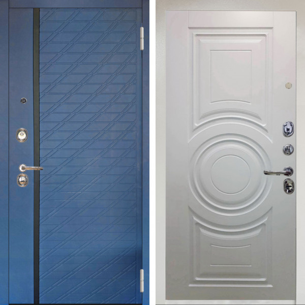 Входная дверь Аргус ЛЮКС 3К Снежно-белый Тори Синий софт + Могадиш Софт милк