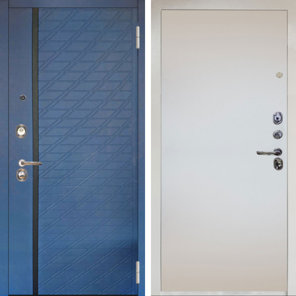 Входная дверь Аргус ЛЮКС 3К Снежно-белый Тори Синий софт + Под покраску