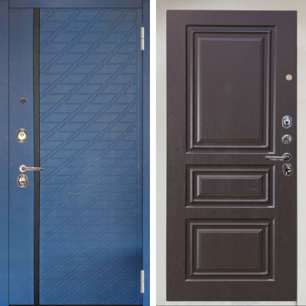 Входная дверь Аргус ЛЮКС 3К Снежно-белый Тори Синий софт + Скиф Горький шоколад