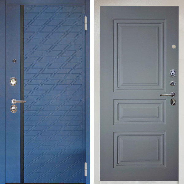 Входная дверь Аргус ЛЮКС 3К Снежно-белый Тори Синий софт + Скиф Силк маус