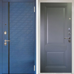Входная дверь Аргус ЛЮКС 3К Снежно-белый Тори Синий софт + Соло Антрацит софт