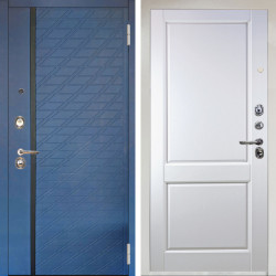 Входная дверь Аргус ЛЮКС 3К Снежно-белый Тори Синий софт + Соренто Белая эмаль
