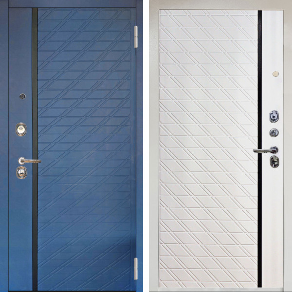Входная дверь Аргус ЛЮКС 3К Снежно-белый Тори Синий софт + Тори Софт милк