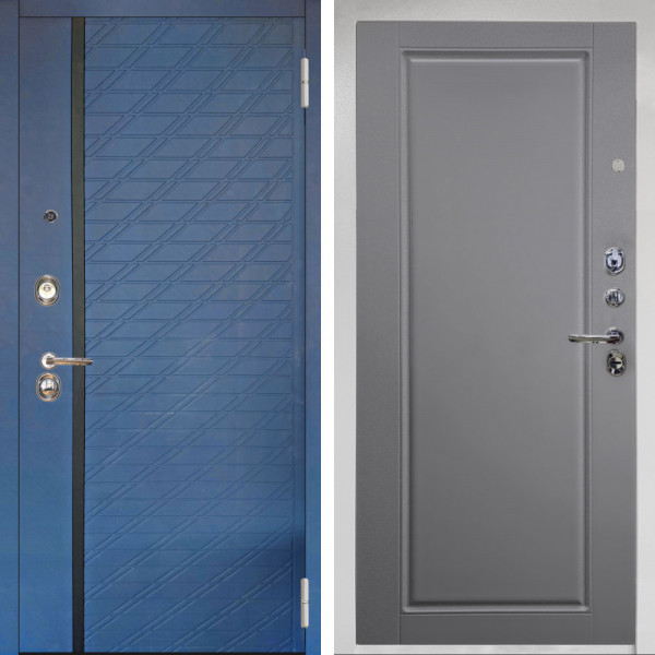 Входная дверь Аргус ЛЮКС 3К Снежно-белый Тори Синий софт + Тревор силк маус