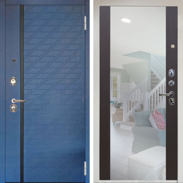 Входная дверь Аргус ЛЮКС 3К Снежно-белый Тори Синий софт + Вояж Венге