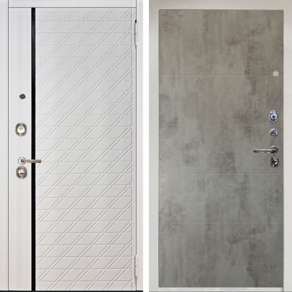 Входная дверь Аргус ЛЮКС 3К Снежно-белый Тори Софт милк + Агат Светлый бетон