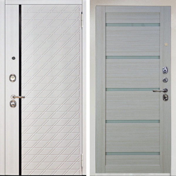 Входная дверь Аргус ЛЮКС 3К Снежно-белый Тори Софт милк + Александра Белая лиственница