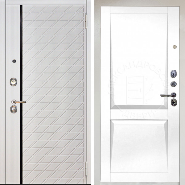 Входная дверь Аргус ЛЮКС 3К Снежно-белый Тори Софт милк + Ариана Белая эмаль
