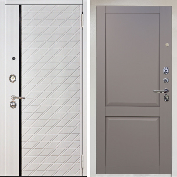Входная дверь Аргус ЛЮКС 3К Снежно-белый Тори Софт милк + Ариана Серая эмаль