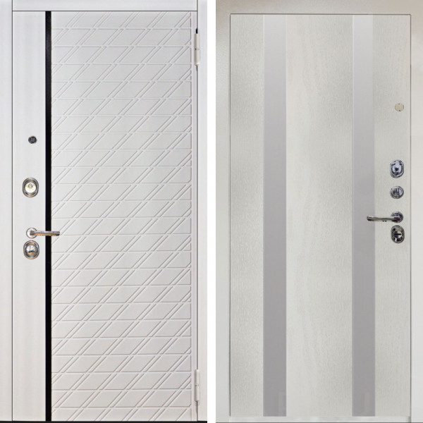 Входная дверь Аргус ЛЮКС 3К Снежно-белый Тори Софт милк + Дуэт Белое дерево вставки Изабель