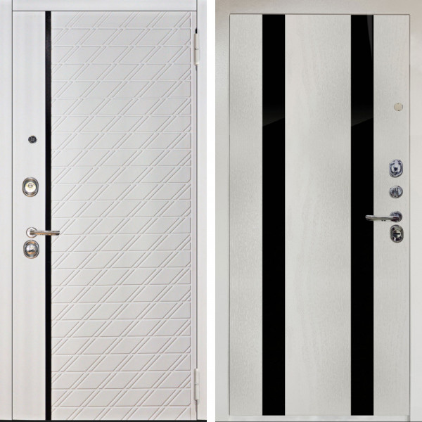 Входная дверь Аргус ЛЮКС 3К Снежно-белый Тори Софт милк + Дуэт Белое дерево вставки кензо