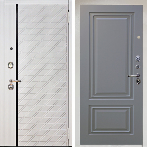 Входная дверь Аргус ЛЮКС 3К Снежно-белый Тори Софт милк + Элион Силк маус