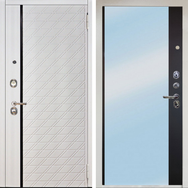 Входная дверь Аргус ЛЮКС 3К Снежно-белый Тори Софт милк + Магнум Черный софт