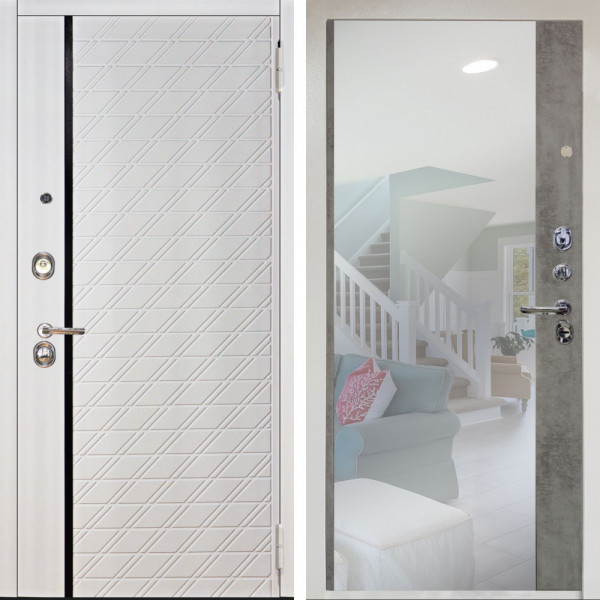 Входная дверь Аргус ЛЮКС 3К Снежно-белый Тори Софт милк + Магнум Светлый бетон