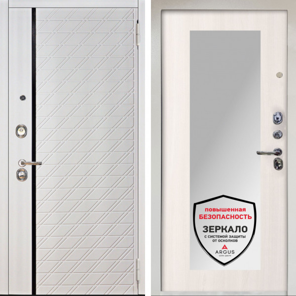 Входная дверь Аргус ЛЮКС 3К Снежно-белый Тори Софт милк + Милли Ларче светлый