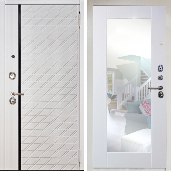 Входная дверь Аргус ЛЮКС 3К Снежно-белый Тори Софт милк + Милли Роял вуд белый