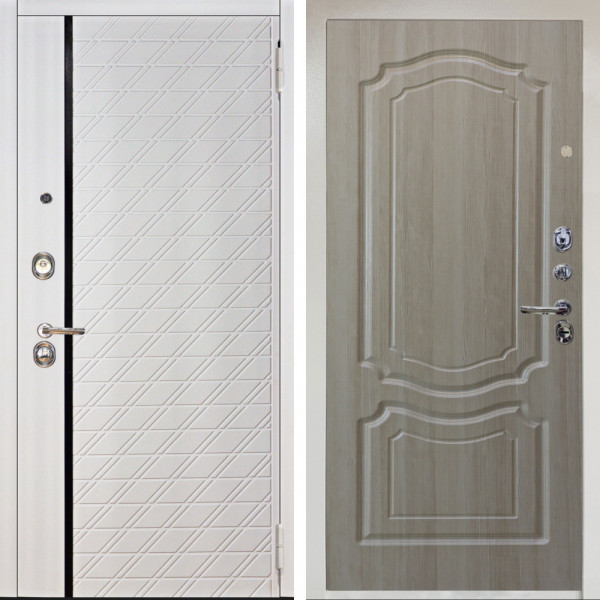 Входная дверь Аргус ЛЮКС 3К Снежно-белый Тори Софт милк + Мишель Ларче светлый