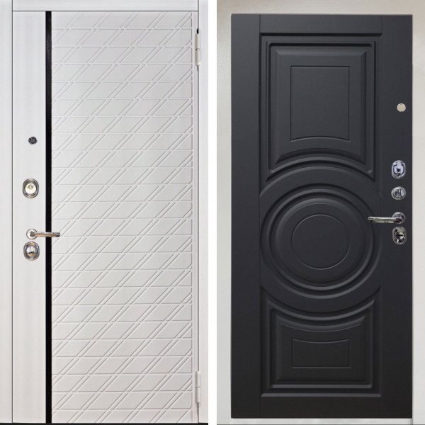 Входная дверь Аргус ЛЮКС 3К Снежно-белый Тори Софт милк + Могадиш Черный софт