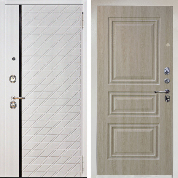 Входная дверь Аргус ЛЮКС 3К Снежно-белый Тори Софт милк + Скиф Дуб филадельфия крем