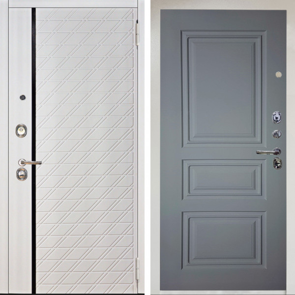 Входная дверь Аргус ЛЮКС 3К Снежно-белый Тори Софт милк + Скиф Силк маус