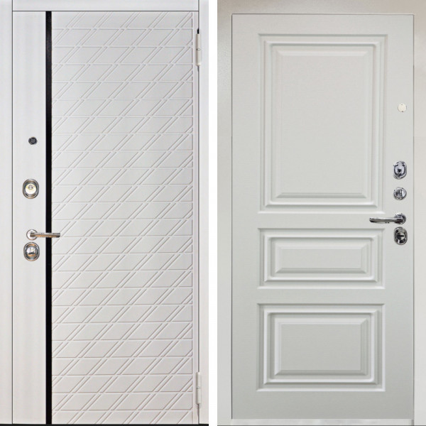 Входная дверь Аргус ЛЮКС 3К Снежно-белый Тори Софт милк + Скиф Софт милк