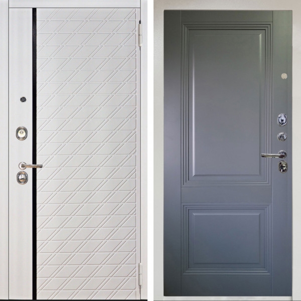 Входная дверь Аргус ЛЮКС 3К Снежно-белый Тори Софт милк + Соло Антрацит софт