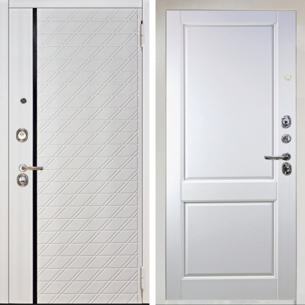 Входная дверь Аргус ЛЮКС 3К Снежно-белый Тори Софт милк + Соренто Белая эмаль
