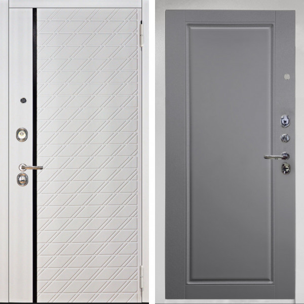 Входная дверь Аргус ЛЮКС 3К Снежно-белый Тори Софт милк + Тревор силк маус