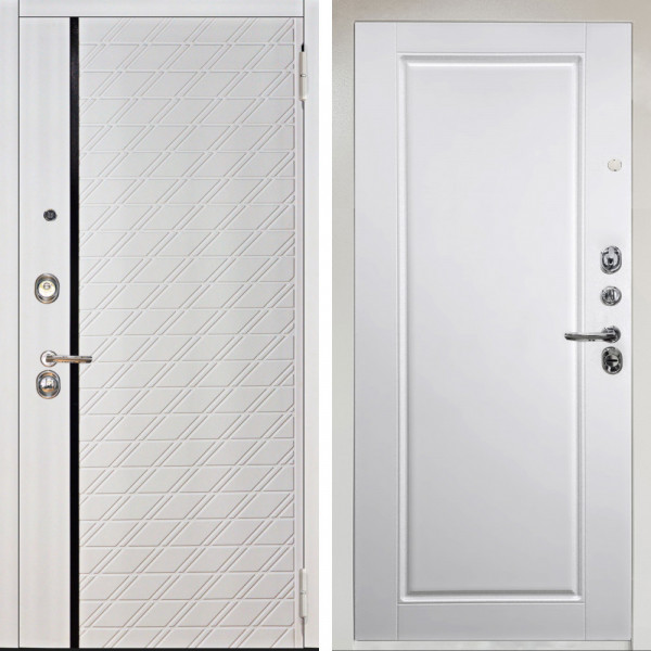 Входная дверь Аргус ЛЮКС 3К Снежно-белый Тори Софт милк + Тревор Софт милк