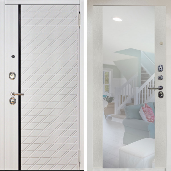 Входная дверь Аргус ЛЮКС 3К Снежно-белый Тори Софт милк + Вояж Белое дерево