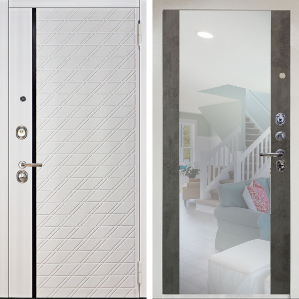 Входная дверь Аргус ЛЮКС 3К Снежно-белый Тори Софт милк + Вояж Светлый бетон