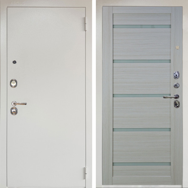 Входная дверь Аргус ЛЮКС 3К Снежно-белый Люкс 3к металл Снежно-белый + Александра Белая лиственница