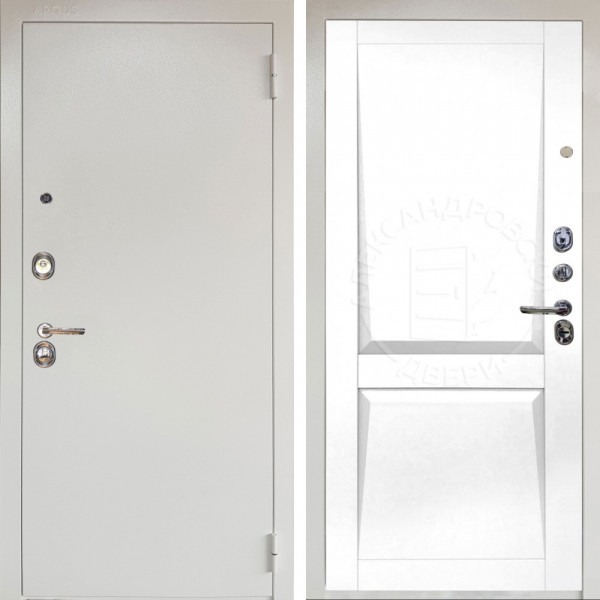 Входная дверь Аргус ЛЮКС 3К Снежно-белый Люкс 3к металл Снежно-белый + Ариана Белая эмаль