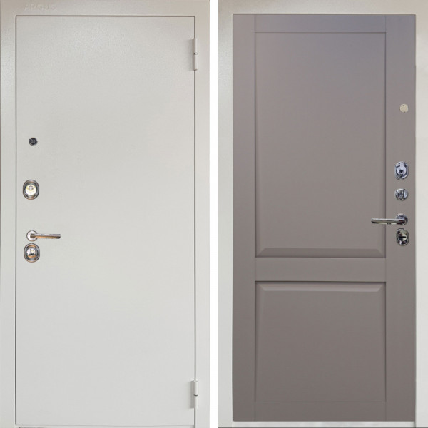 Входная дверь Аргус ЛЮКС 3К Снежно-белый Люкс 3к металл Снежно-белый + Ариана Серая эмаль