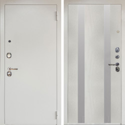 Входная дверь Аргус ЛЮКС 3К Снежно-белый Люкс 3к металл Снежно-белый + Дуэт Белое дерево вставки Изабель