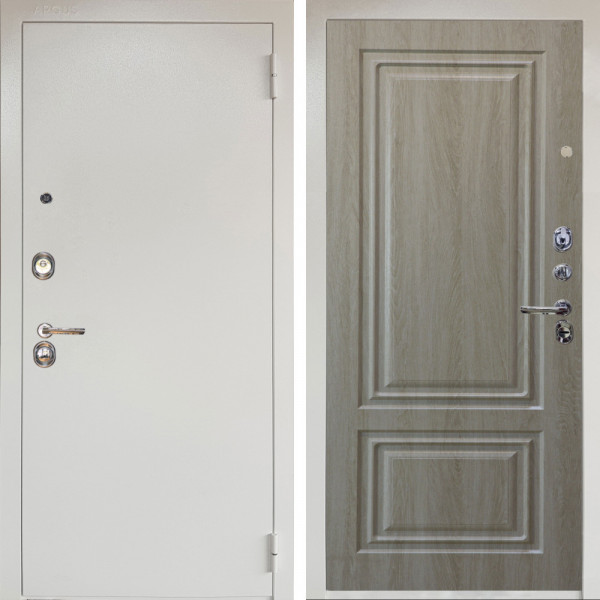 Входная дверь Аргус ЛЮКС 3К Снежно-белый Люкс 3к металл Снежно-белый + Элион Дуб филадельфия крем