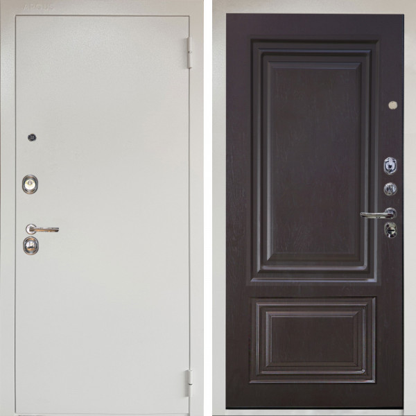 Входная дверь Аргус ЛЮКС 3К Снежно-белый Люкс 3к металл Снежно-белый + Элион Горький шоколад