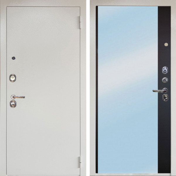 Входная дверь Аргус ЛЮКС 3К Снежно-белый Люкс 3к металл Снежно-белый + Магнум Черный софт