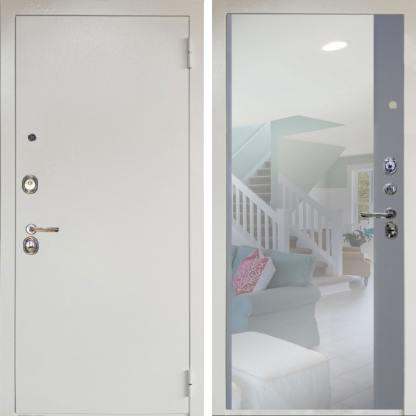 Входная дверь Аргус ЛЮКС 3К Снежно-белый Люкс 3к металл Снежно-белый + Магнум Силк маус