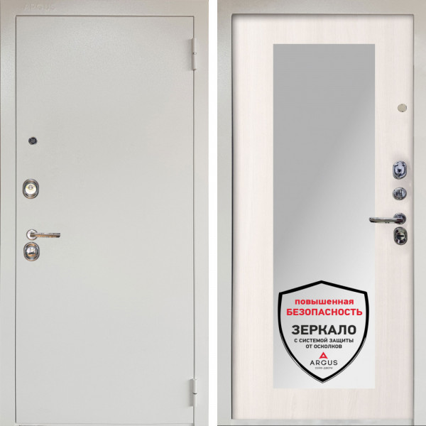 Входная дверь Аргус ЛЮКС 3К Снежно-белый Люкс 3к металл Снежно-белый + Милли Ларче светлый