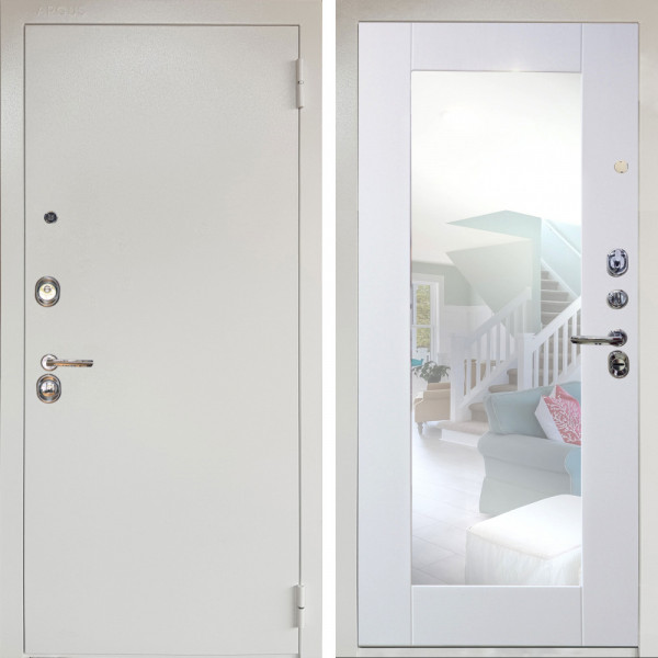 Входная дверь Аргус ЛЮКС 3К Снежно-белый Люкс 3к металл Снежно-белый + Милли Роял вуд белый