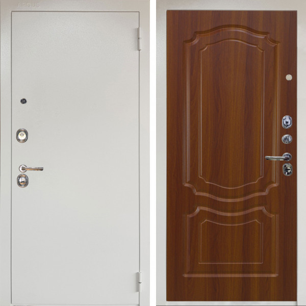 Входная дверь Аргус ЛЮКС 3К Снежно-белый Люкс 3к металл Снежно-белый + Мишель Дуб рустикальный