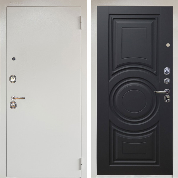 Входная дверь Аргус ЛЮКС 3К Снежно-белый Люкс 3к металл Снежно-белый + Могадиш Черный софт
