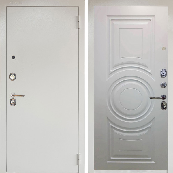 Входная дверь Аргус ЛЮКС 3К Снежно-белый Люкс 3к металл Снежно-белый + Могадиш Софт милк